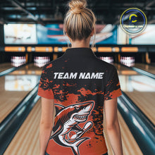 Load image into Gallery viewer, Custom Black And Ornage Camo Shark Bowling Women Quarter-Zip Shirt, Tournament Shirt IPHW8998