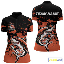 Load image into Gallery viewer, Custom Black And Ornage Camo Shark Bowling Women Quarter-Zip Shirt, Tournament Shirt IPHW8998
