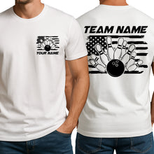 Load image into Gallery viewer, Custom American Flag US Bowling T-Shirts For Men, Patriotic Bowling Shirt IPHW9053