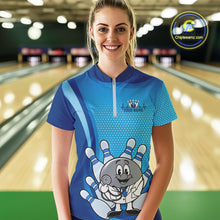 Load image into Gallery viewer, Custom Blue Doctor Bowling Quarter-Zip Shirts For Women, Funny Doctor Bowling Jerseys IPHW9235