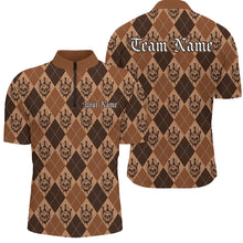 Load image into Gallery viewer, Brown Argyle Pattern Custom Skull Halloween Bowling Shirts For Men Bowlers Outfits IPHW7303