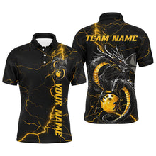 Load image into Gallery viewer, Black And Gold Custom Dragon Bowling Shirts For Men, Dragon Bowling League Shirts Outfits IPHW7309