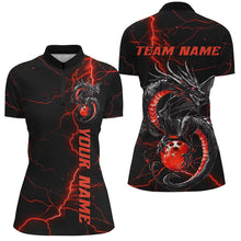 Load image into Gallery viewer, Black And Red Custom Dragon Bowling Shirts For Women, Dragon Bowling League Shirts Outfits IPHW7310