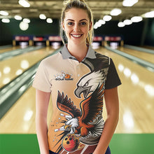Load image into Gallery viewer, Custom Eagle Bowling Jerseys With Names, Orange Eagle Bowling League Women Polo Shirts IPHW8762
