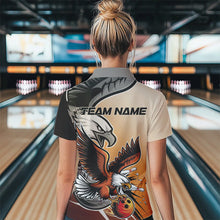 Load image into Gallery viewer, Custom Eagle Bowling Jerseys With Names, Orange Eagle Bowling League Women Polo Shirts IPHW8762