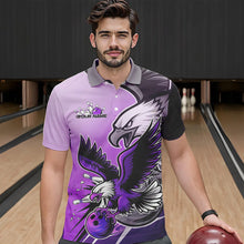 Load image into Gallery viewer, Custom Eagle Bowling Jerseys With Names, Purple Eagle Bowling League Men Polo Shirts IPHW8763