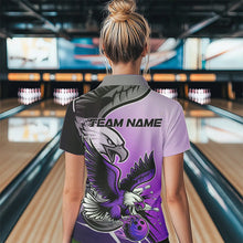 Load image into Gallery viewer, Custom Eagle Bowling Jerseys With Names, Purple Eagle Bowling League Women Polo Shirts IPHW8763