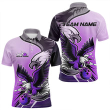 Load image into Gallery viewer, Custom Eagle Bowling Jerseys With Names, Purple Eagle Bowling League Men Polo Shirts IPHW8763