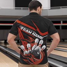 Load image into Gallery viewer, Custom Black And Orange Flame Bowling Team Quarter-Zip Shirts For Men, Fire Bowling League Shirt IPHW8770