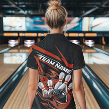 Load image into Gallery viewer, Custom Black And Orange Flame Bowling Women Quarter-Zip Shirts, Fire Bowling League Shirt IPHW8770