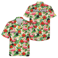 Load image into Gallery viewer, Custom Tropical Plants And Flamingo Hawaiian Bowling Shirt For Men And Women IPHW10851
