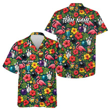 Load image into Gallery viewer, Custom Tropical Plants And Flamingo Hawaiian Bowling Shirt For Men And Women IPHW10852