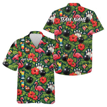 Load image into Gallery viewer, Custom Tropical Plants And Flamingo Hawaiian Bowling Shirt For Men And Women IPHW10853