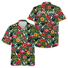 Load image into Gallery viewer, Custom Tropical Plants And Flamingo Hawaiian Bowling Shirt For Men And Women IPHW10856