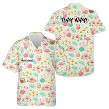 Load image into Gallery viewer, Custom Pastel Tone Tropical Plants And Flamingo Summer Vibe Bowling Hawaiian Shirts IPHW10863