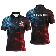 Load image into Gallery viewer, Blue And Red Thunder Lightning Custom Bowling Uniforms, Patriotic Bowling Shirts For Men IPHW7315