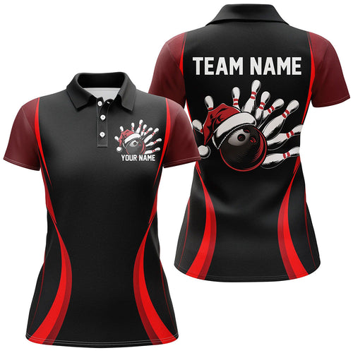 Custom Christmas Ladies Bowling Shirts, Bowling Team Shirts Christmas Bowling Outfits | Red IPHW7325