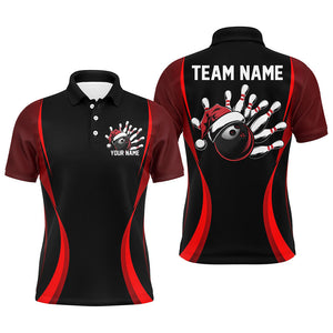 Custom Christmas Bowling Shirts For Men, Bowling Team Shirts Christmas Bowling Outfits | Red IPHW7325