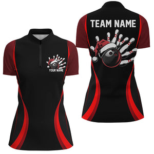 Custom Christmas Ladies Bowling Shirts, Bowling Team Shirts Christmas Bowling Outfits | Red IPHW7325