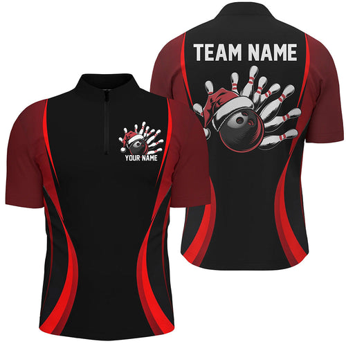 Custom Christmas Bowling Shirts For Men, Bowling Team Shirts Christmas Bowling Outfits | Red IPHW7325