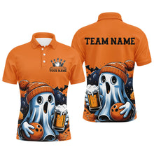 Load image into Gallery viewer, Cute Ghost With Bowling And Beer Custom Halloween Bowling Shirts For Men, Bowler Outfits IPHW7627