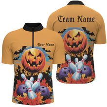 Load image into Gallery viewer, Custom Halloween Bowling Shirts For Men, Pumpkin Bowling Ball Bowling Team Halloween Outfit IPHW7629