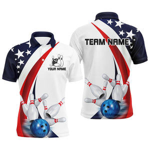 American Flag Custom Patriotic Bowling Shirts For Men, Team Bowling League Shirts Uniform IPHW7635