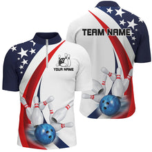 Load image into Gallery viewer, American Flag Custom Patriotic Bowling Shirts For Men, Team Bowling League Shirts Uniform IPHW7635