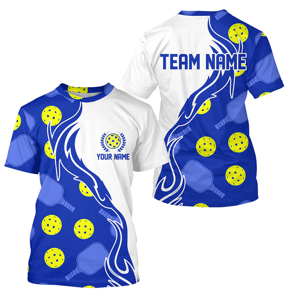 Pickleball Ball And Paddles Custom Blue Pickleball T-Shirts For Men, Casual Pickleball Blue IPHW5532