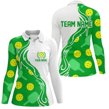 Load image into Gallery viewer, Pickleball Ball And Paddles Custom Pickleball Shirts for ladies, Casual Pickleball Polo Tops | Green IPHW5533