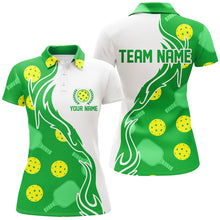 Load image into Gallery viewer, Pickleball Ball And Paddles Custom Pickleball Shirts for ladies, Casual Pickleball Polo Tops | Green IPHW5533