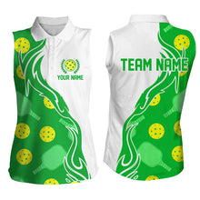 Load image into Gallery viewer, Pickleball Ball And Paddles Custom Pickleball Shirts for ladies, Casual Pickleball Polo Tops | Green IPHW5533