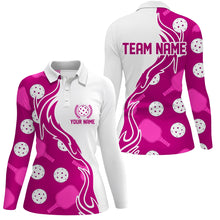 Load image into Gallery viewer, Pickleball Ball And Paddles Custom Pickleball Shirts for ladies, Casual Pickleball Polo Tops | Pink IPHW5534