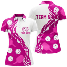 Load image into Gallery viewer, Pickleball Ball And Paddles Custom Pickleball Shirts for ladies, Casual Pickleball Polo Tops | Pink IPHW5534