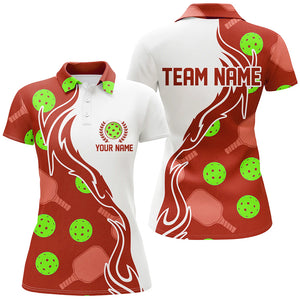 Custom Christmas Pickleball Shirts for women, Red And Green Casual Pickleball Polo Tops IPHW5535