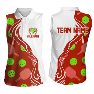 Custom Christmas Pickleball Shirts for women, Red And Green Casual Pickleball Polo Tops IPHW5535