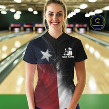 Load image into Gallery viewer, Custom Smoke Texas Flag Bowling Women Team Shirts, Patriotic Texas Bowling Jerseys IPHW10625