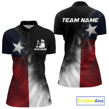 Load image into Gallery viewer, Custom Smoke Texas Flag Bowling Women Team Shirts, Patriotic Texas Bowling Jerseys IPHW10625