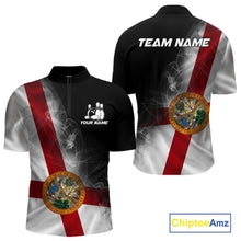 Load image into Gallery viewer, Custom Smoke Florida Flag Bowling Men Team Shirts, Patriotic Florida Bowling Jerseys IPHW10626