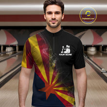 Load image into Gallery viewer, Custom Smoke Arizona Flag Bowling Men Team Shirts, Patriotic Arizona Bowling Jerseys IPHW10627
