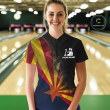 Load image into Gallery viewer, Custom Smoke Arizona Flag Bowling Women Team Shirts, Patriotic Arizona Bowling Jerseys IPHW10627