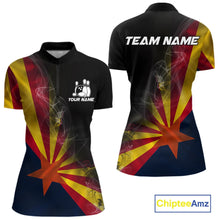 Load image into Gallery viewer, Custom Smoke Arizona Flag Bowling Women Team Shirts, Patriotic Arizona Bowling Jerseys IPHW10627