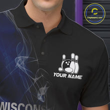 Load image into Gallery viewer, Custom Smoke Wisconsin Flag Bowling Men Team Shirts, Patriotic Wisconsin Bowling Jerseys IPHW10628