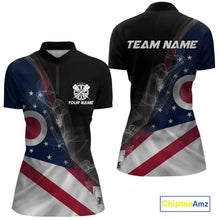 Load image into Gallery viewer, Custom Smoke Flame Ohio Flag Patriotic Darts Shirt For Women, Dart League Team Jerseys IPHW10632