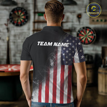 Load image into Gallery viewer, Custom Smoke Flame US Flag Patriotic Darts Shirt For Men, American Dart Team Jerseys IPHW10630