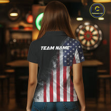 Load image into Gallery viewer, Custom Smoke Flame US Flag Patriotic Darts Shirt For Women, American Dart Team Jerseys IPHW10630