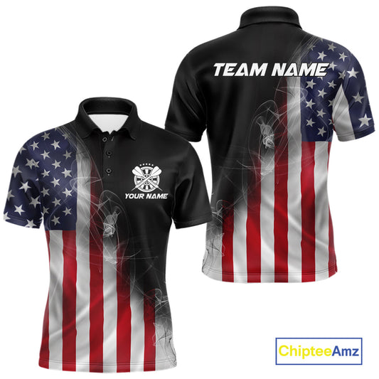 Custom Smoke Flame US Flag Patriotic Darts Shirt For Men, American Dart Team Jerseys IPHW10630