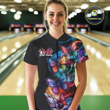 Load image into Gallery viewer, Custom Colorful Butterfly Bowling Women Quarter-Zip Shirts With Team Name, Bowlers Outfit IPHW9011