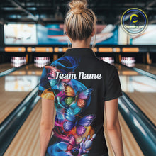 Load image into Gallery viewer, Custom Colorful Butterfly Bowling Women Quarter-Zip Shirts With Team Name, Bowlers Outfit IPHW9011