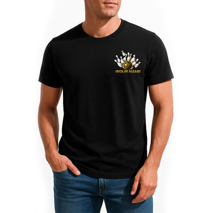 Custom Flame Dragon Bowling T-Shirts For Men, Yellow Fire Bowling Ball Graphics IPHW9067